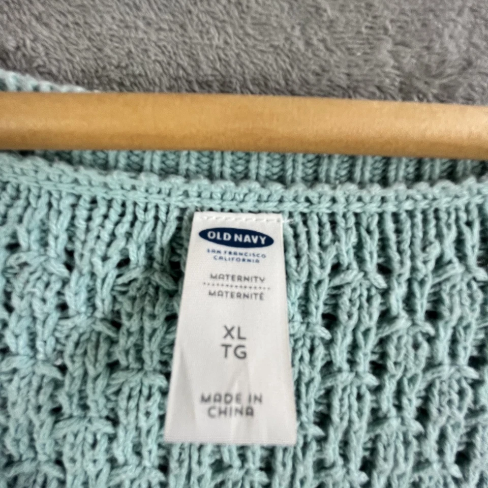 Old Navy Sweater Women XL Green Mint Popcorn Pullover Maternity Knit Lightweight - Image 3 of 4