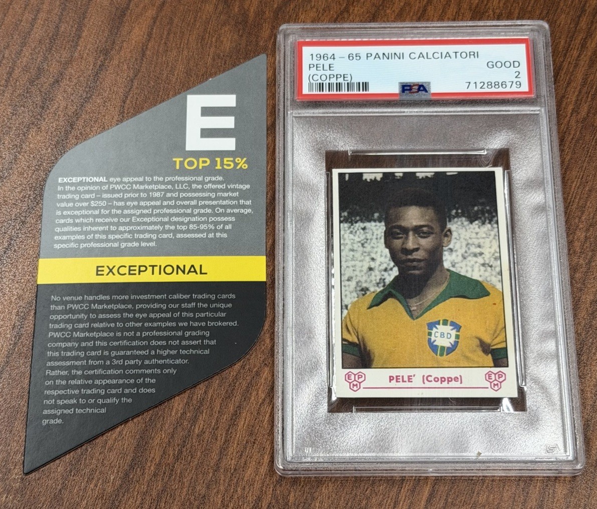 1964 PANINI CALCIATORI (COPPE) PELE PSA 2 BRAZIL SOCCER FUTBOL PWCC EXCEPTIONAL view 1