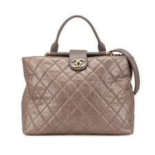 Chanel Coco Mark Matelasse Leather 2Way Bag Women Beige One Size