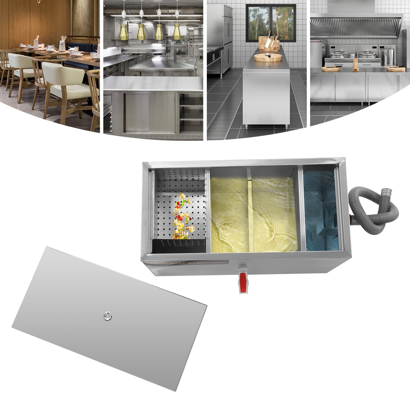 Kommerzielle Fettabscheider-Fettfalle, Edelstahl unter Spüle-Fettfalle für Küche