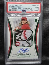 2025 Panini Flawless Rhett Lowder Emerald Patch Auto 1/5 PSA 9! Reds RPA C-patch