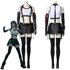 FF VII Remakes Tifa Black Outfit Cosplay Costume Women's Carnival Party Suit