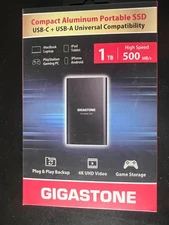 Gigastone Compact Aluminum Portable 1TB High Speed 500MBs SSD USB-C + USC-A 4155