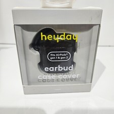 HEYDAY BLACK AIRPODS GEN 1  GEN 2 EARBUD CASE COVER WITH WIRELESS CHARGING CLIP