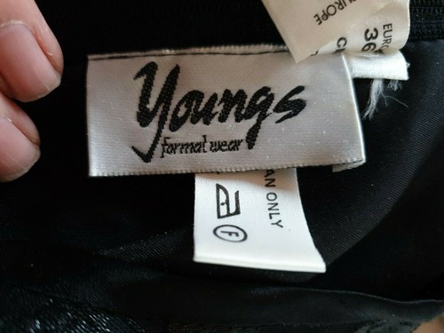 Vintage 80s Black Maxi Floral Dynasty  Jacquard Dress Long Sleeves Fits UK 6 8 - Picture 9 of 10