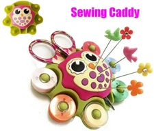 Sewing Caddy Organizer Scissor Holder Bobbins Holder Pincushion