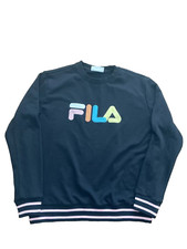 FILA sweater pullover crewneck Logo womens Embroidered Black