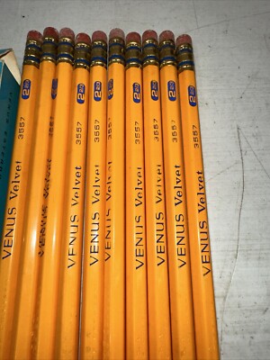レトロ鉛筆、ビンテージ、アンティーク、廃盤、velvet pencil VTG 10 Venus Velvet Pencils No 2 2/3 All Purpose No. 3557 American