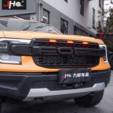 Black Front Grille Fits For Ford Ranger T9 2023-2026 Upper Grill With Led Light