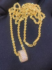 Stunning 1.01 Cts Round Brilliant Cut Diamonds Tubular Necklace In Fine 14K Gold