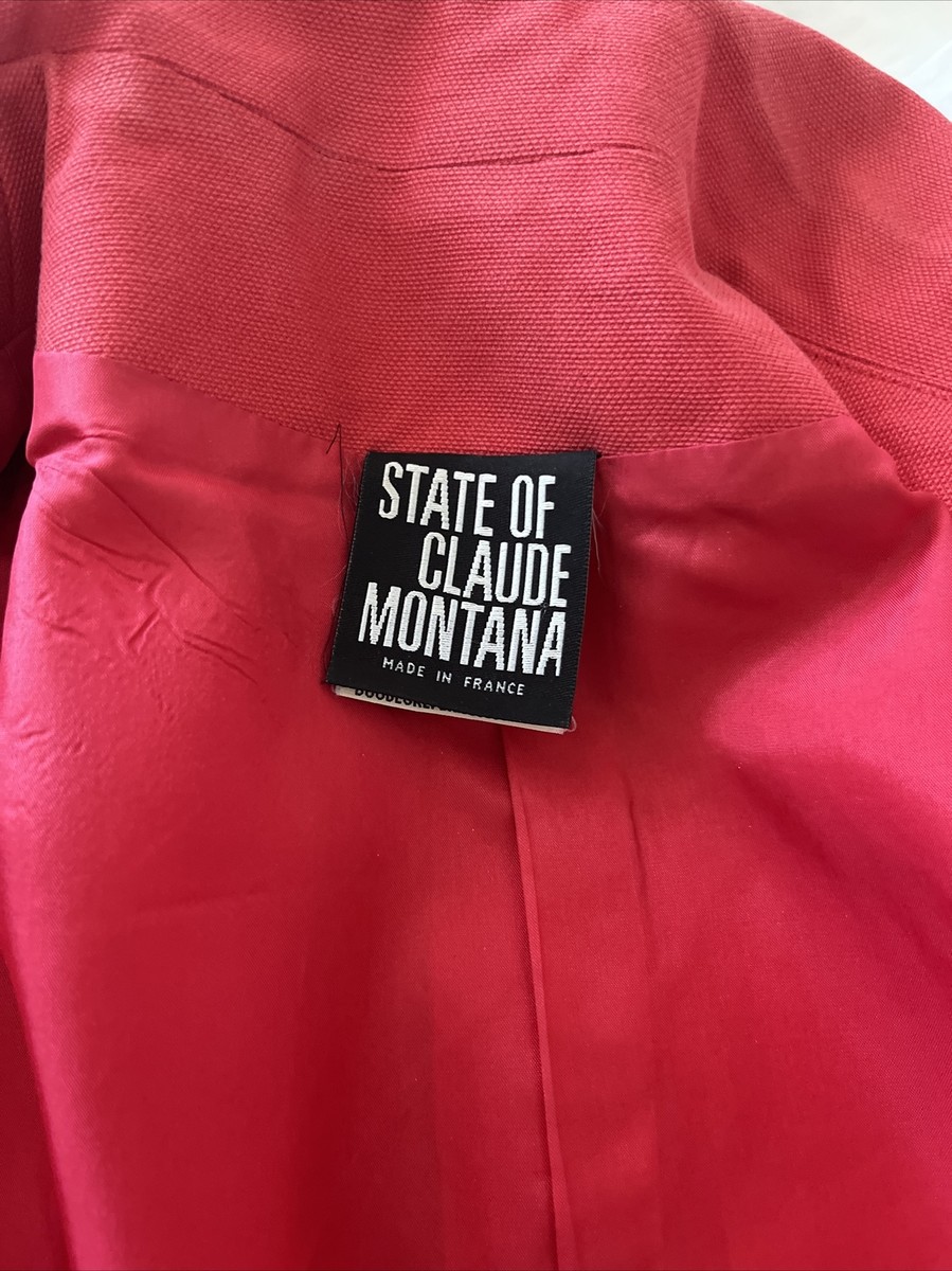STATE OF CLAUDE MONTANA Coral Red Cotton Lined Lace-Up Front