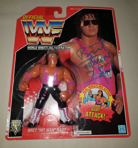 WWE WWF BRET HITMAN HART SIGNED 1993 RED CARD MOC ...