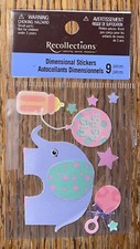 RARE Recollections Baby Elephant Balloons Bottle Rattle Stars Scrapbook Stickers