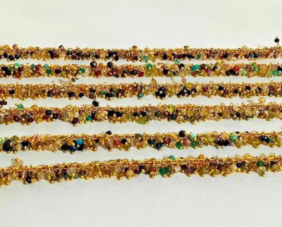 Rollo a granel envuelto en alambre cadena uva cuentas piedras preciosas múltiples naturales de 2-3 mm para joyería Foto 4 de 4