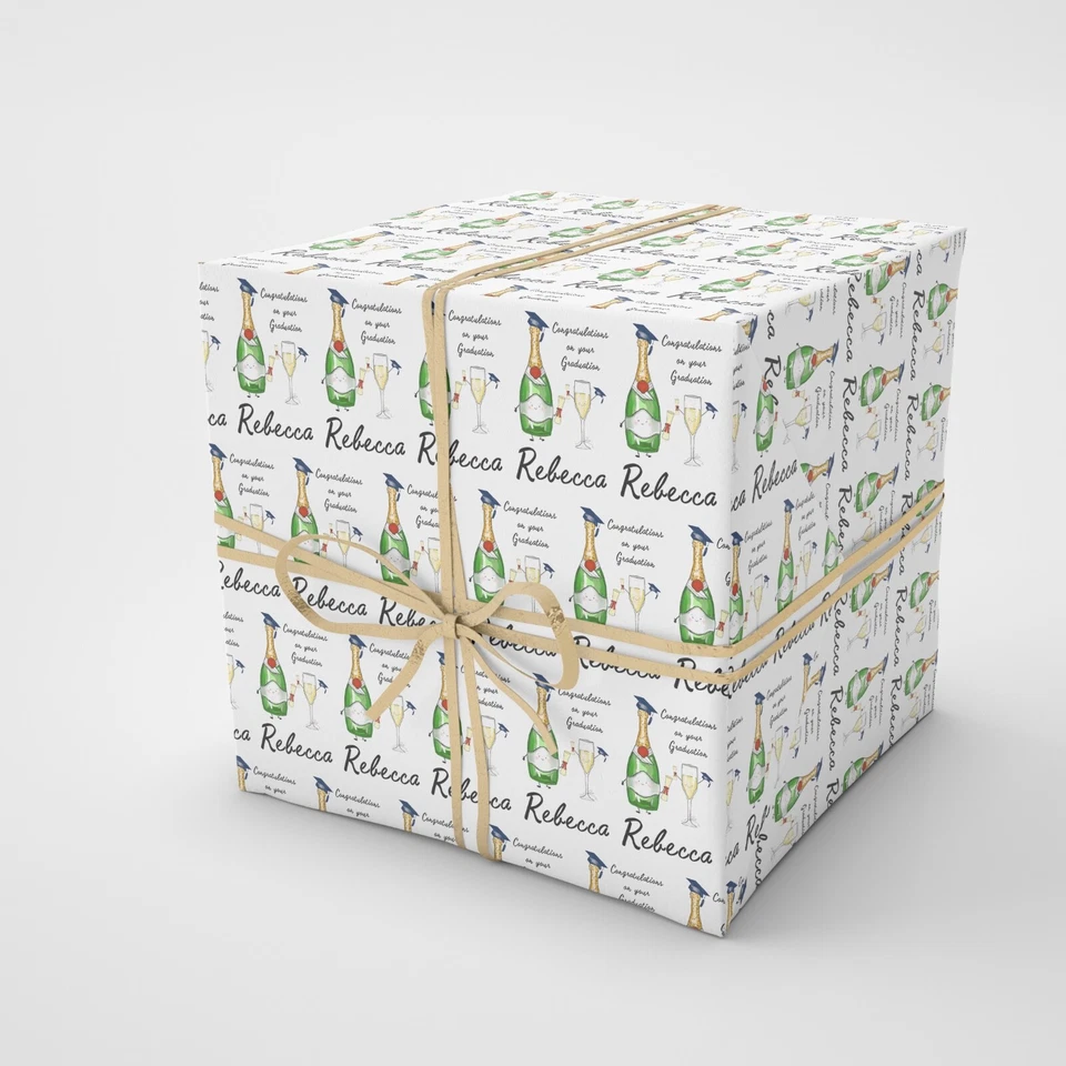 Graduation Personalised Wrapping Paper – Name & Occasion | Scroll & Cap Design - Image 3 of 4