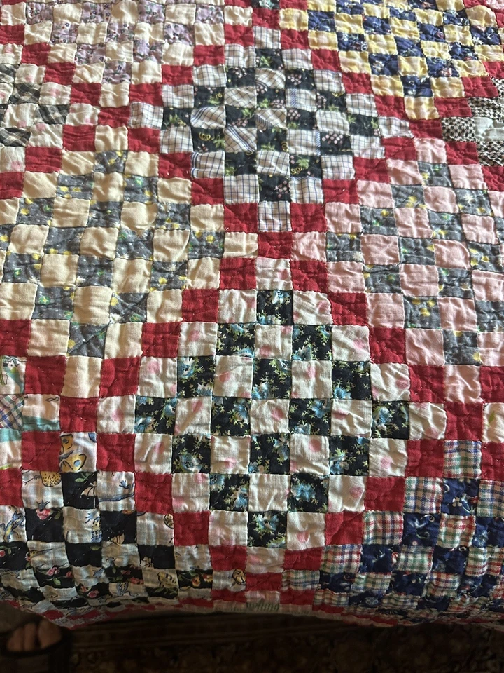Vintage Postage Stamp Quilt 3/4” Squares Hand Pieced And Sewn Amazing! - Image 4 of 4