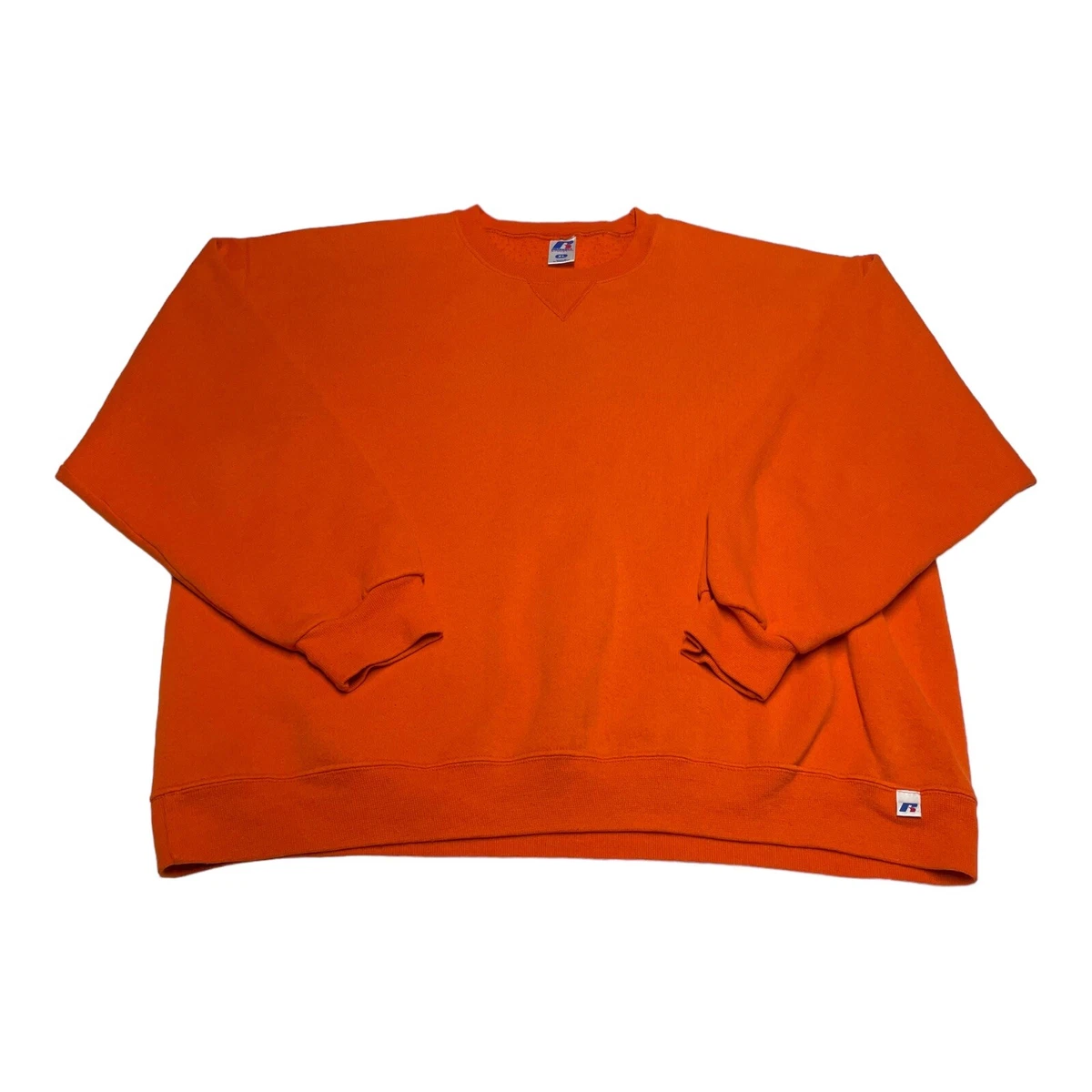 Vintage Russell Athletic 90s Blank Crewneck Sweatshirt Orange Size XL | eBay