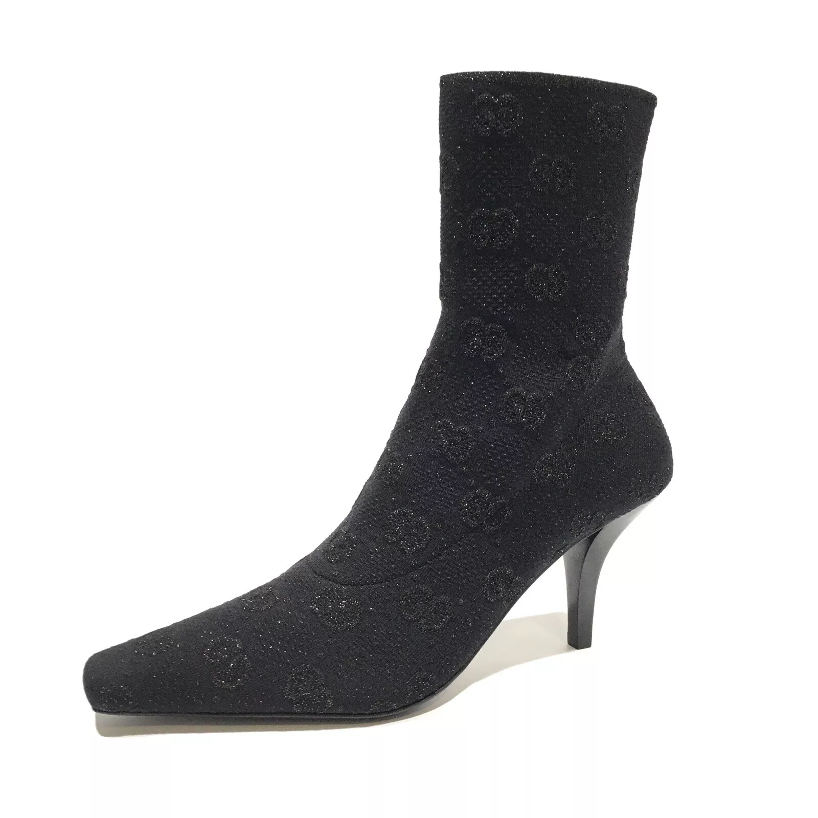 BOTTINES GUCCI GG SUPREME KNIT   TALON HAUT   NOIR   FEMME US 8   NEUF