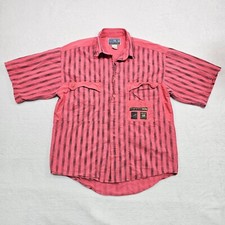 Vtg 90s Bugle Boy Pocket Shirt Mens Small Striped Distressed Baggy Boho Casual