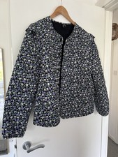 Vera Moda Quilted Jacket Womens Size L Floral Black Purple 12/14 Liberty Flower