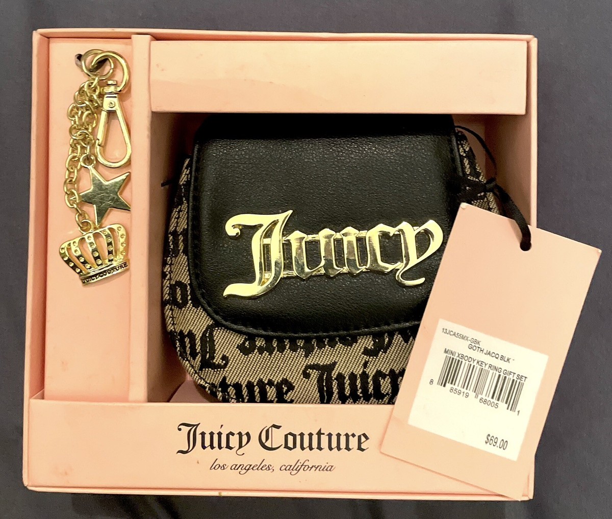 Juicy Couture Wallet Coin Purse Box Gift Set Black Beige Juicy Couture Wallet Coin Purse Box Gift Set Black Beige