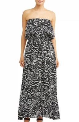 black and white animal print maxi dress