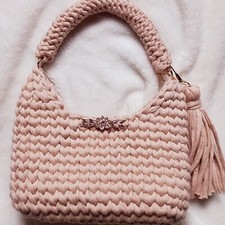 Handmade Crochet Women Handbag Elegant Look with Tussle Party Bag FREE SHIPPING