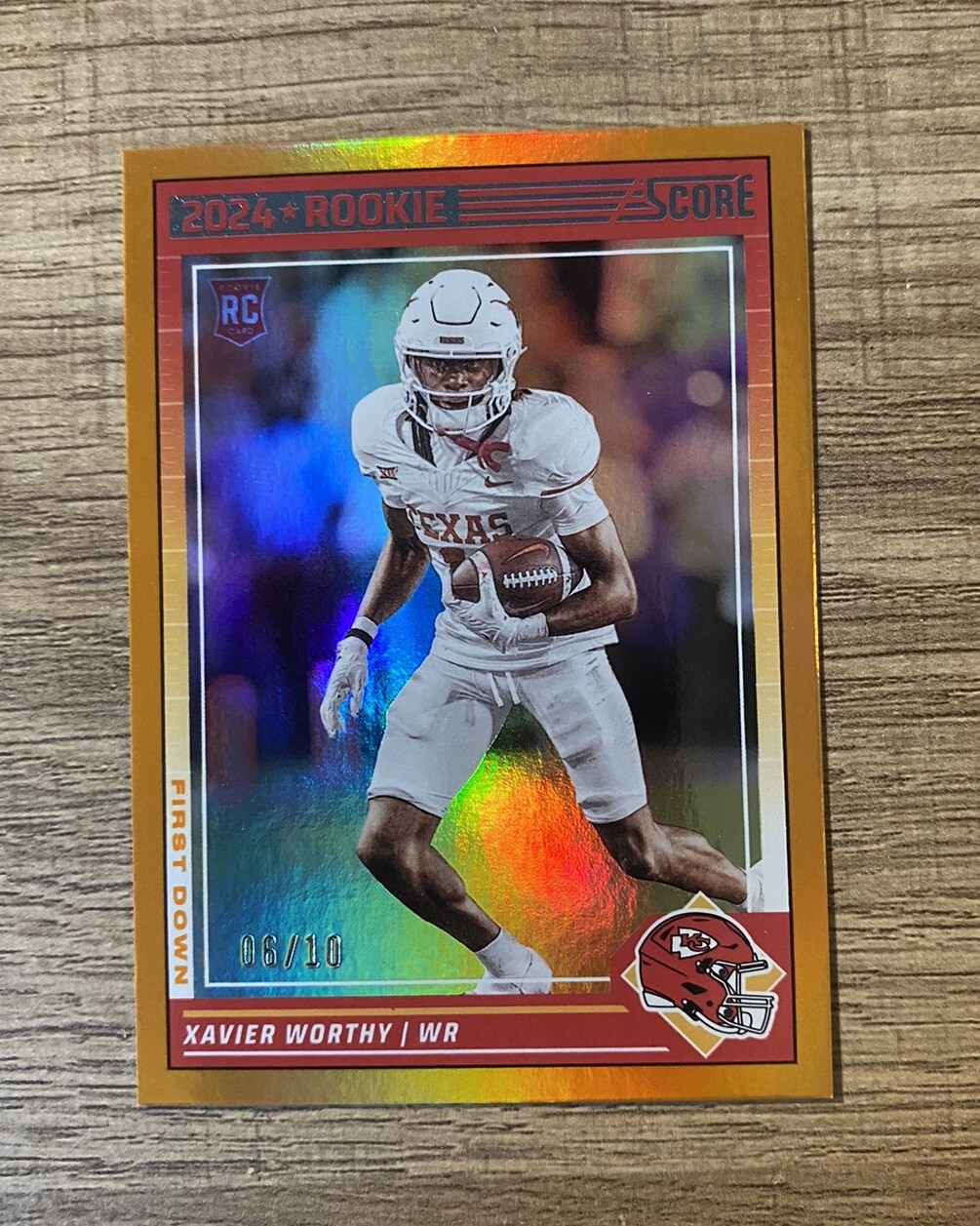 Xavier Worthy 2024 Panini Score Orange First Down /10 #324 Kansas City Chiefs RC