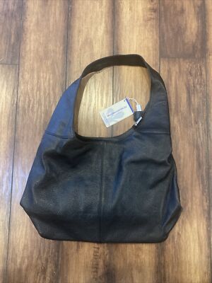 Massimiliano Incas Italy Firenze Milano Black Pebbled Leather Hobo Handbag