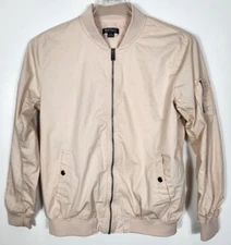Buffalo Unisex? Size Medium Beige Bomber Jacket LS Pockets Full Zip Front