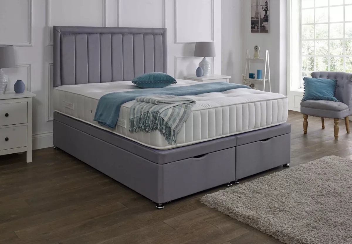 DESIGNER OTTOMAN STORAGE SIDE OR END LIFT DIVAN BASE OPTION DOUBLE 