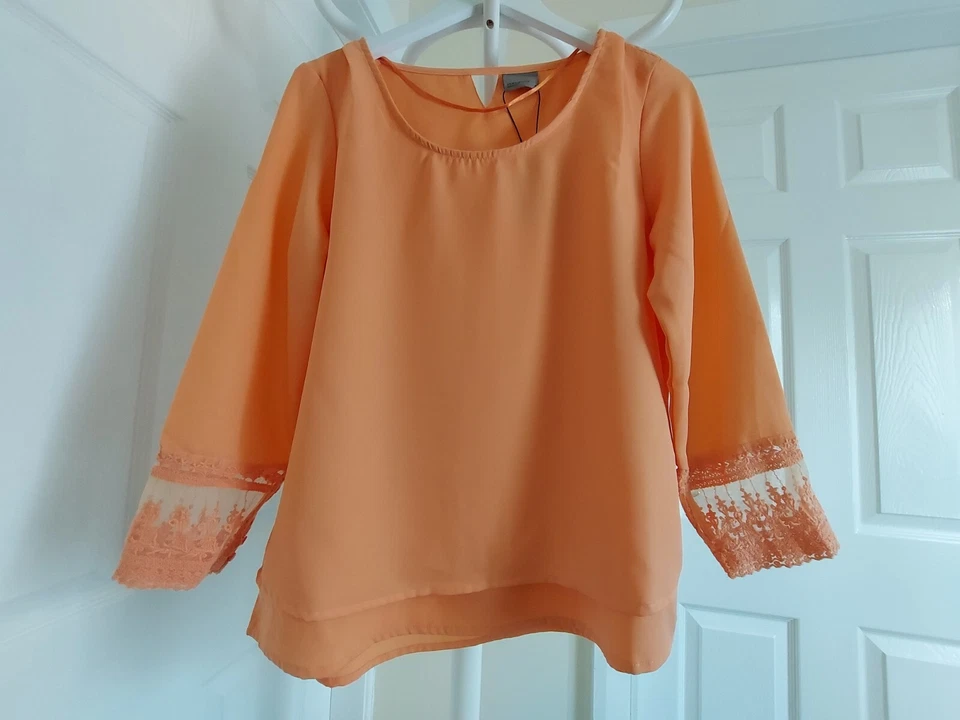 Blouse "Vero Moda" Lace Top Boo Canyon Sunset Colour Matching Size: M (UK) Eur M - Image 3 of 4