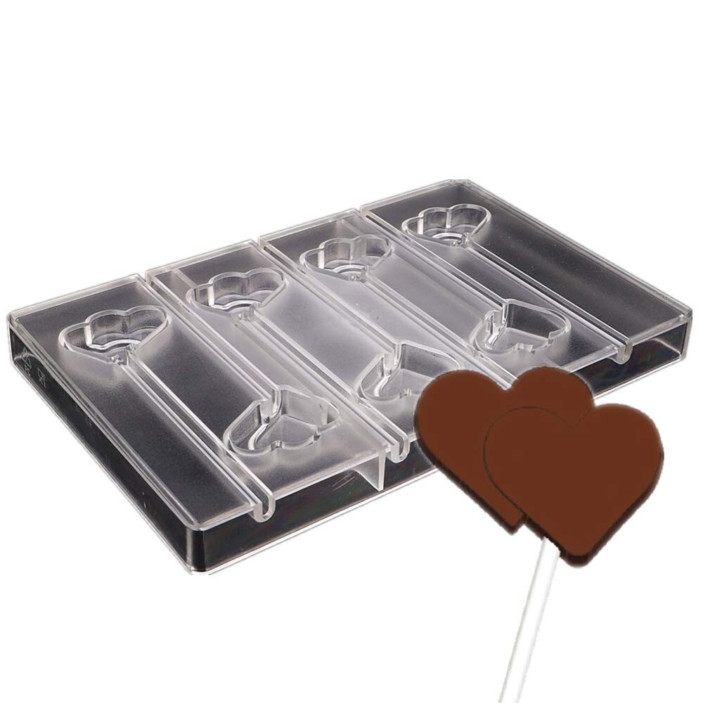 Sweet Artist Polycarbonate Chocolate Mould - Double Heart Lollipop