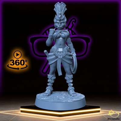Cathramun | Female Tabaxi Rogue | Sorcerer | Warlock | miniature for Tabletop ga