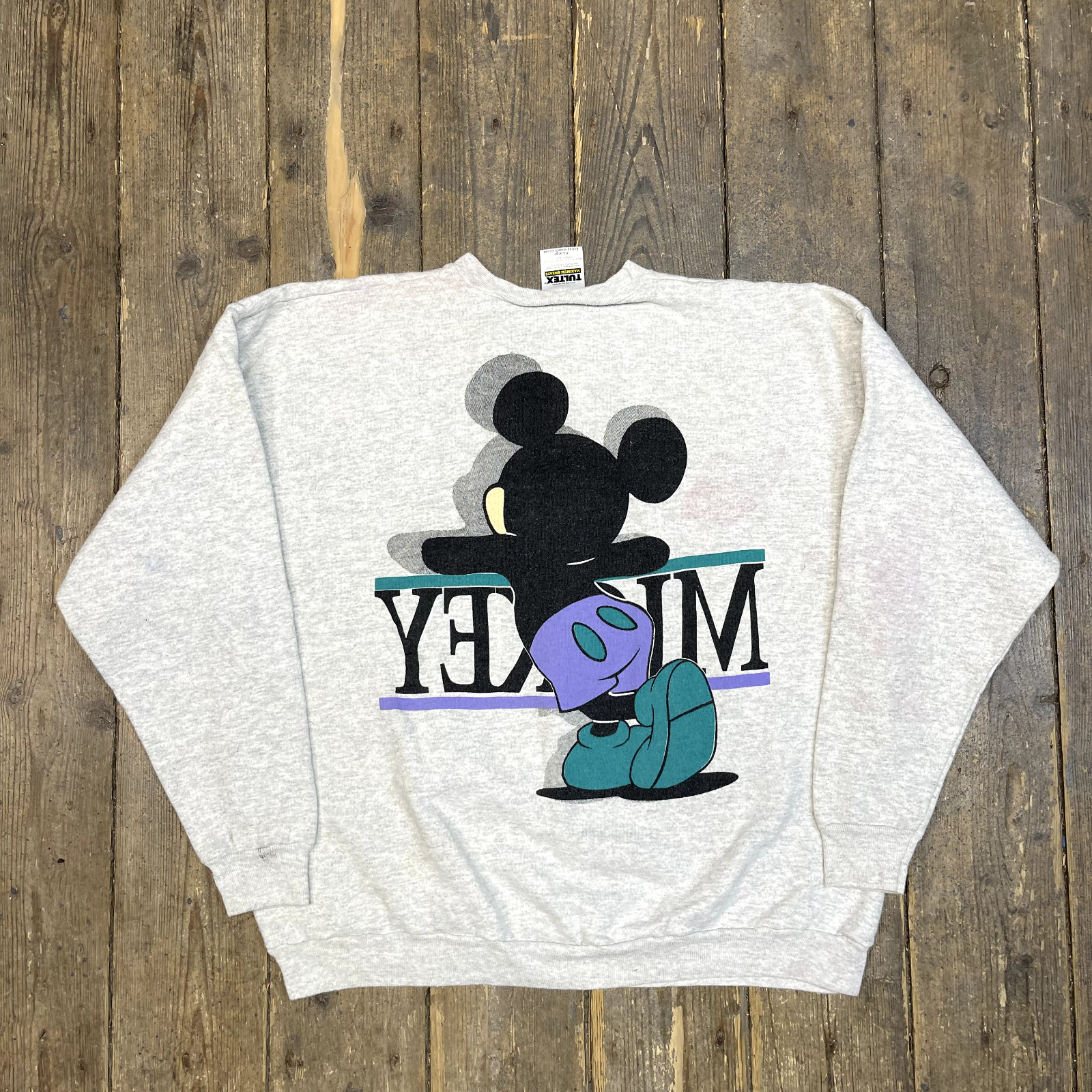 Vintage Mickey Mouse Sweatshirt Y2K Florida Tourist Jumper, Grey, Mens XL image 9