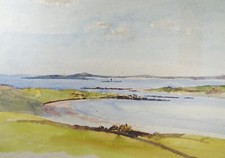 Original Watercolour, 'Coastal Landscape', Circa 1950's , Hilda Burford