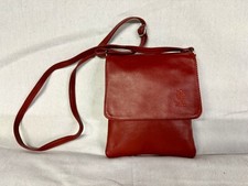Vera Pelle Red Italian Designer Leather Purse Crossbody Shoulder Bag