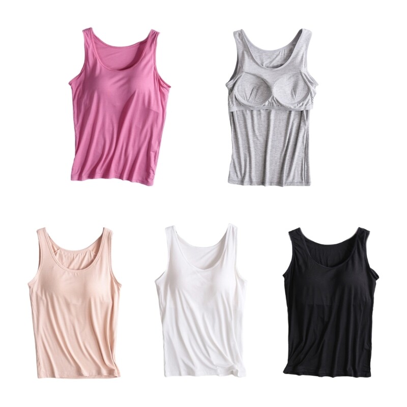 Sleeveless Racerback Tank Top with Built-in Bra Fitness Workout