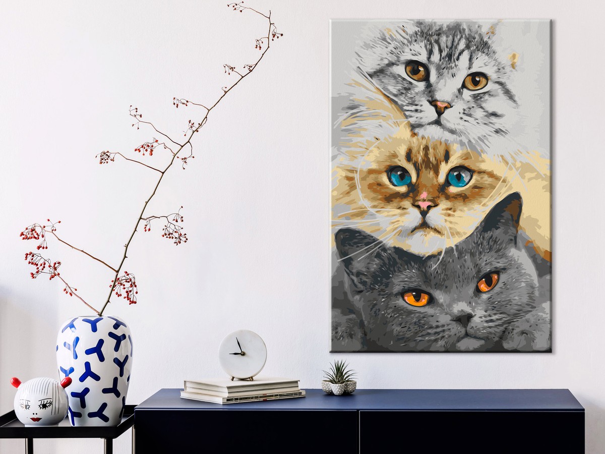 YEESAM ART Malen Nach Zahlen – Schwarz Katzen Mit Rosa Blumen, 40x50 Cm, Inkl. Pinsel & Farben
