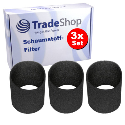 3x Schaumfilter für Einhell BT-VC 1115, BT-VC 1215 S, BT-VC 1250, Inox 1250/1