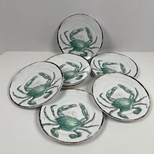 (7) Tommy Bahama Crab Appetizer Dessert Bread 6” Plates Melamine