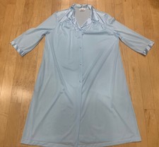 Vintage Vanity Fair Blue Nightgown Robe Button Up Gown EUC Granny Floral Soft