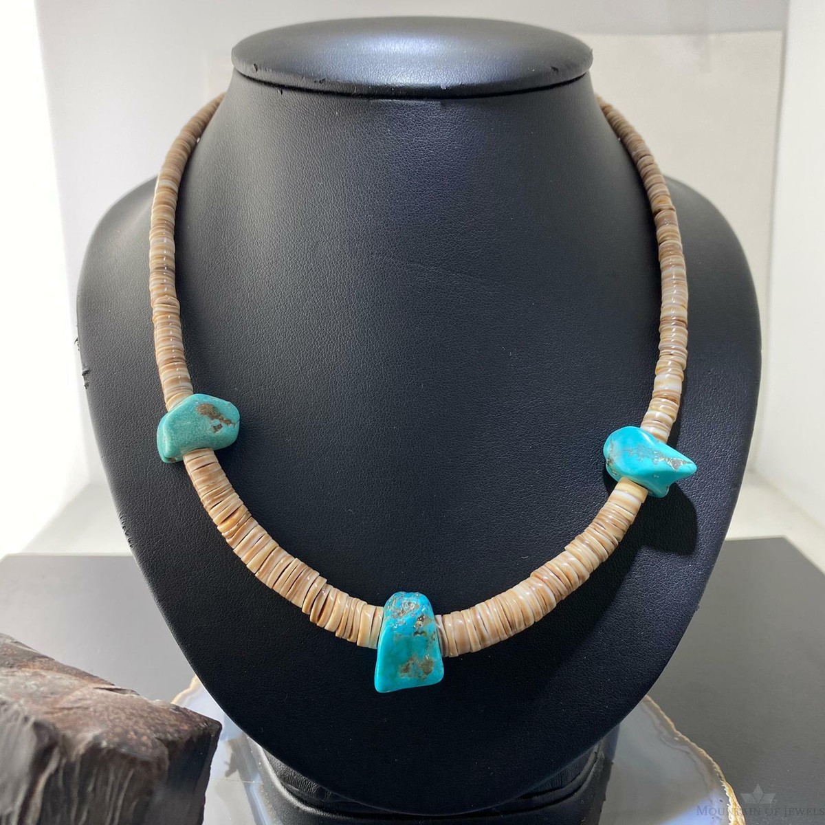 Vintage Native American Heishi Sea Shell Disk and Chunky Turquoise