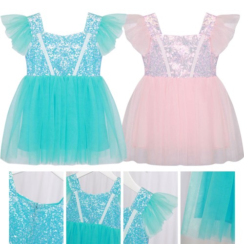 Baby Girls Tutu Christening Princess Dress Sweet Party Prom Dance Sequins Kids