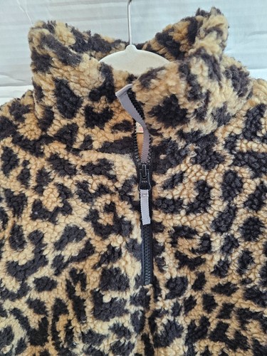 NWT Crewcuts Girls Leopard Sherpa Pull Over Fleece Jacket Fall Warm Size 12 - Picture 2 of 9