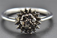 Black Diamond Cocktail Right Hand Ring 10k White Gold Fashion Flower 0.49 Ct on sale Black Diamond Cocktail Right Hand Ring 10k White Gold Fashion Flower 0.49 Ct on sale