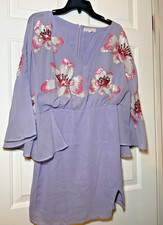 Orchid Lily Beaded Mini Dress Sz 4 Sequins Flutter Sleeve Formal Blouson Floral