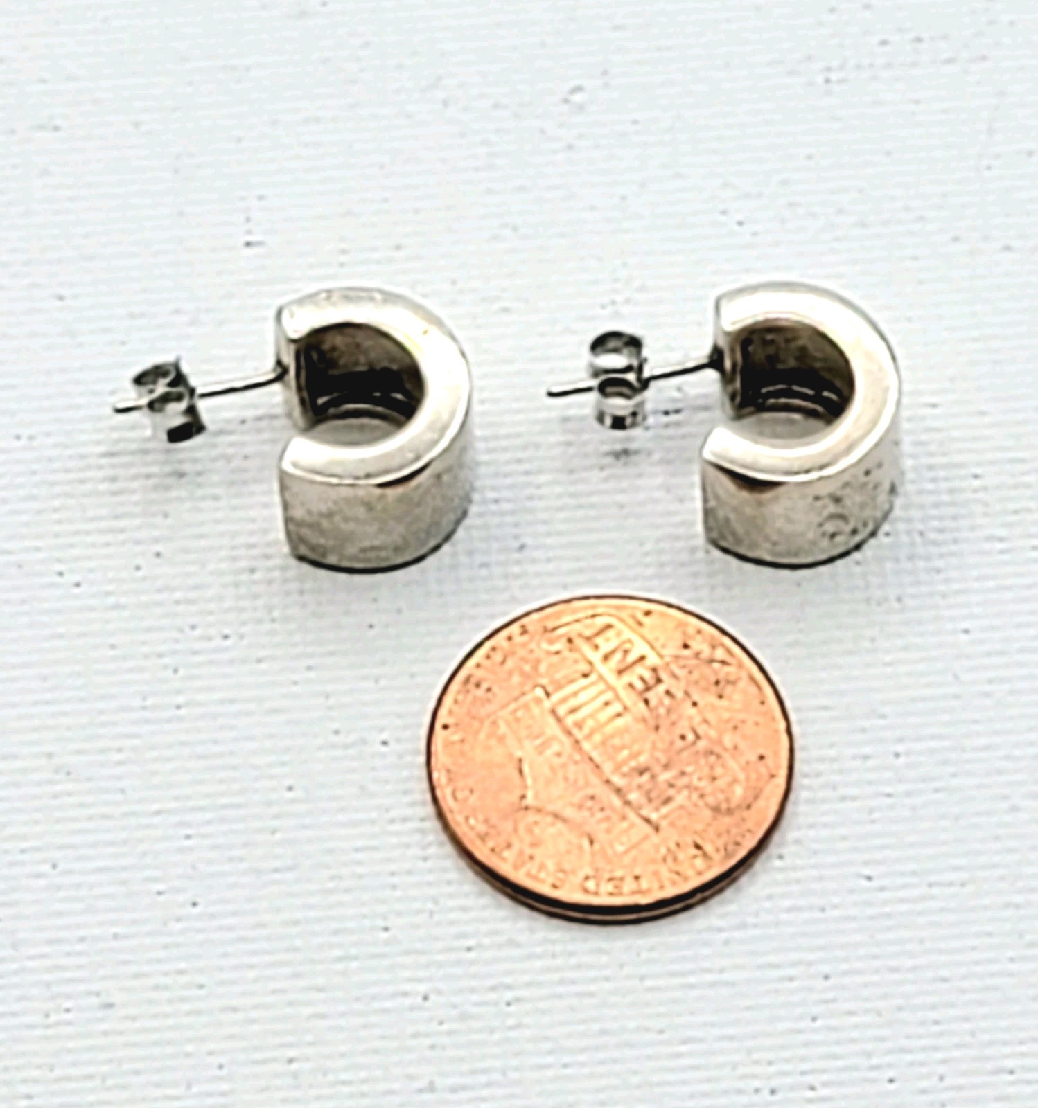 Sterling Silver Thick Partial Hoop Stud Post Back… - image 12