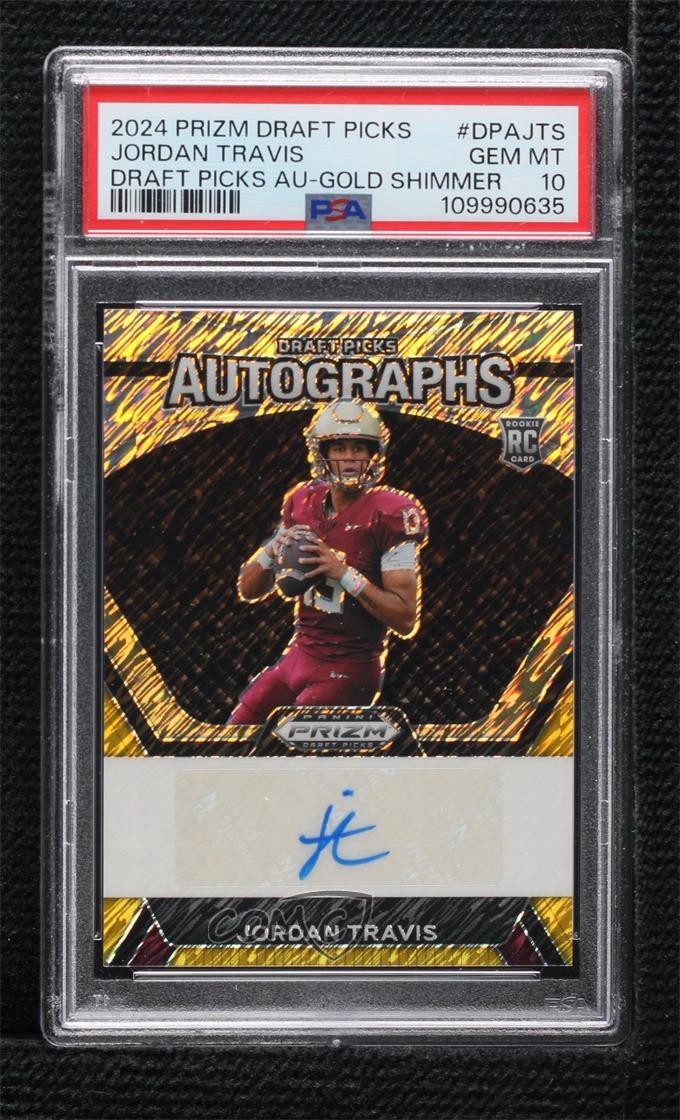 2024 Prizm Draft Picks FOTL Gold Shimmer 11/15 Jordan Travis Rookie Auto RC 1fl4