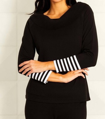 Angel Apparel Cowl Neck Sweater Black/white